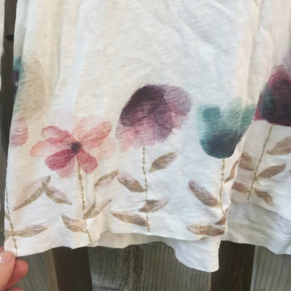 Zara long sleeve floral sequin cotton tee - size 11/12G - Picture 3 of 6